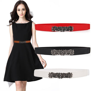 Women's PU Leather Buckle Closure Floral Wedding Trendy Belts