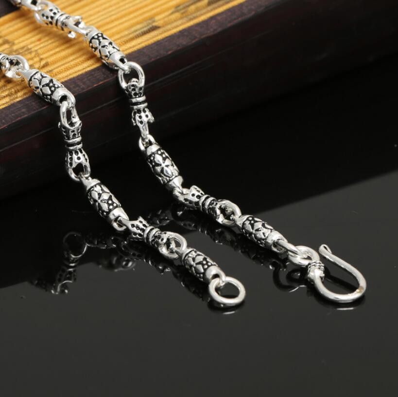 Men's 100% 925 Sterling Silver Link Chain Geometric Necklace