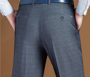 Men's Wool Zipper Fly Closure Plaid Pattern Formal Wear Pants
