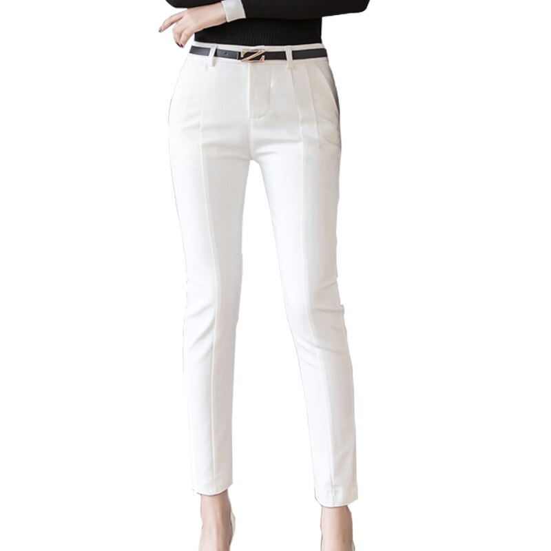 Women's Cotton High Waist Button Fly Closure Solid Formal Pants