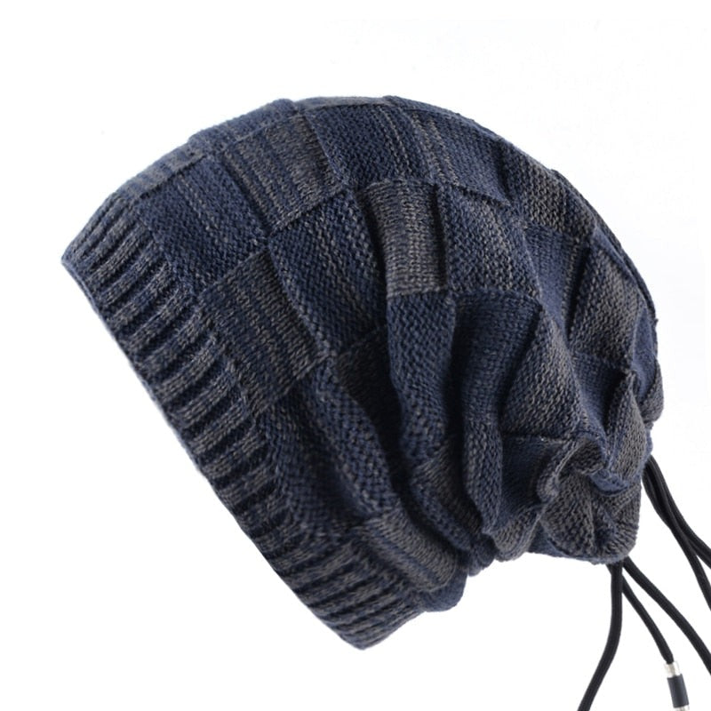 Men's Acrylic Knitted Plaid Pattern Novelty Skullies Winter Cap