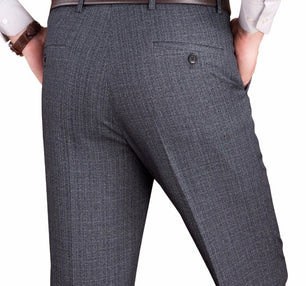 Men's Wool Zipper Fly Closure Plaid Pattern Formal Wear Pants