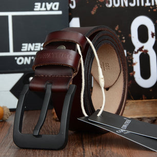 Men's Cowskin Pin Buckle Closure Plain Casual Wear Strap Belts