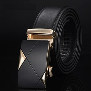 Men's Genuine Leather Solid Strap Alloy Automatic Buckle Belt