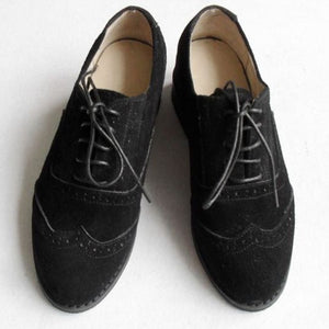 Men's Suede Pointed Toe Lace-Up Breathable Vintage Casual Shoes