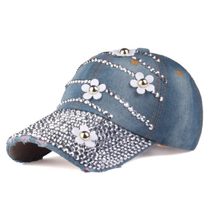 Women's Cotton Adjustable Strap Sun Protection Floral Baseball Cap