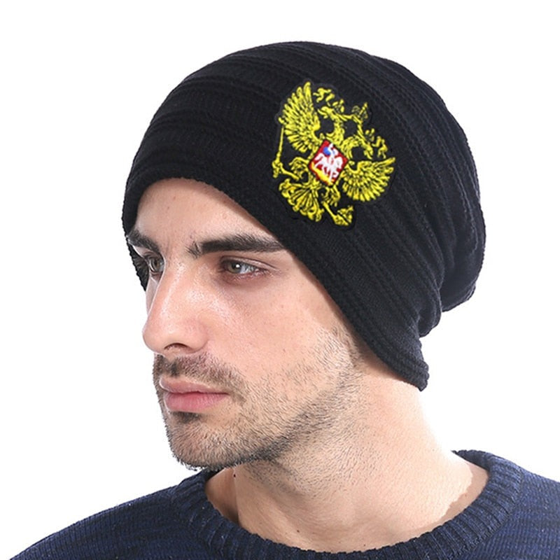 Men's Acrylic Knitted Striped Pattern Casual Skullies Winter Cap