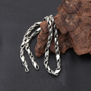 Men's 100% 925 Sterling Silver Geometric Pattern Elegant Necklace