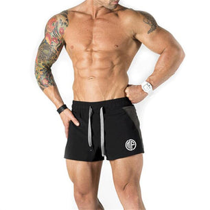 Men's Polyester Quick-Dry Patchwork Pattern Running Sport Shorts