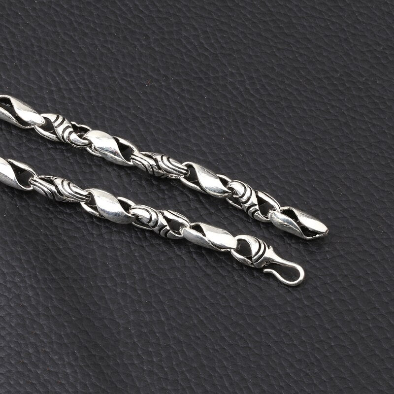 Men's 100% 925 Sterling Silver Geometric Pattern Elegant Necklace