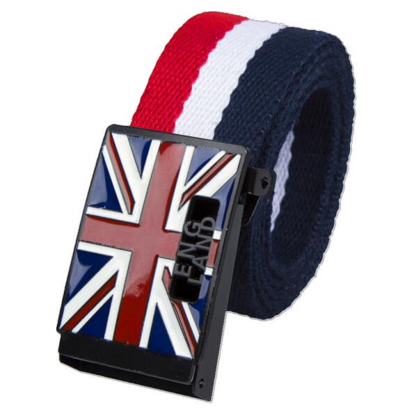 Men's Canvas Metal Buckle Closure Luxury Flag Pattern Strap Belt