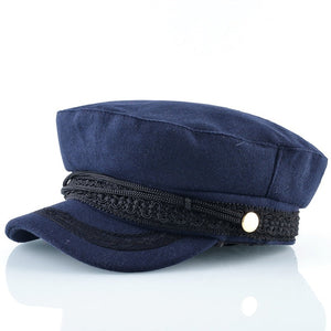 Men's Wool Plain Pattern Double Layer Baseball Military Hats
