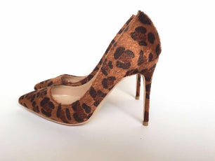 Women's PU Pointed Toe Leopard Pattern Thin High Heel Pumps Shoes