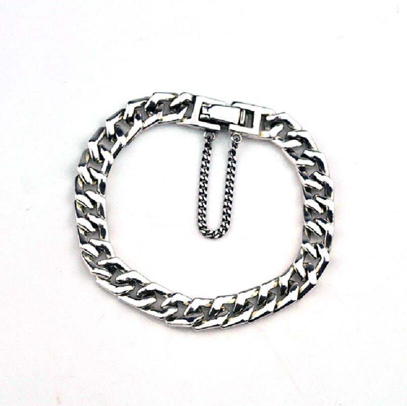 Men's 100% 925 Sterling Silver Link Chain Geometric Bracelet