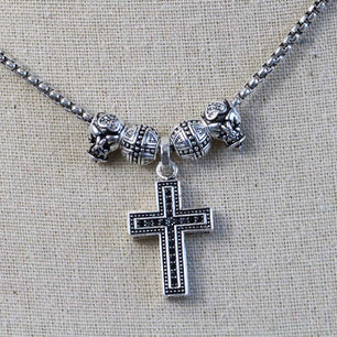 Men's 100% 925 Sterling Silver Rope Chain Cross Trendy Necklace
