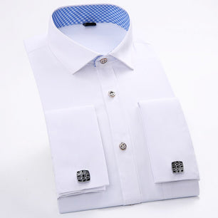 Men's 100% Cotton Single Breasted Plain Pattern Formal Shirt