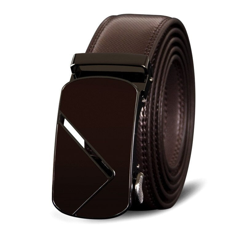 Men's Cowskin Genuine Leather Automatic Buckle Closure Belts