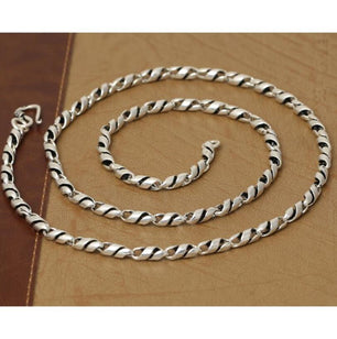 Men's 100% 925 Sterling Silver Link Chain Geometric Necklace