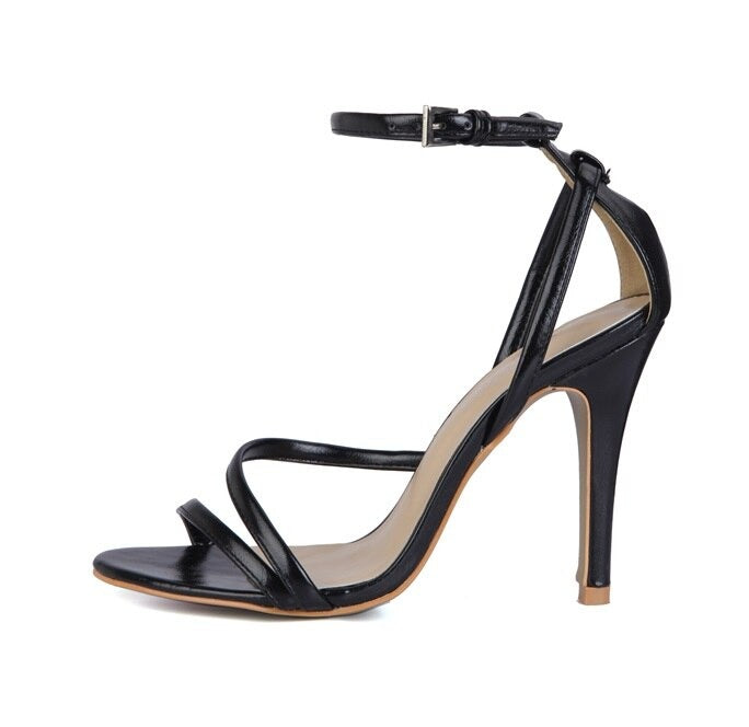 Women's Split Leather Buckle Strap Closure Thin Heels Sandals