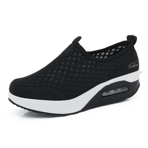 Women's PU Breathable Slip-On Mesh Outdoor Running Sports Shoes