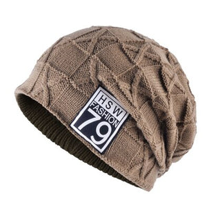 Men's Acrylic Knitted Solid Pattern Casual Skullies Winter Cap