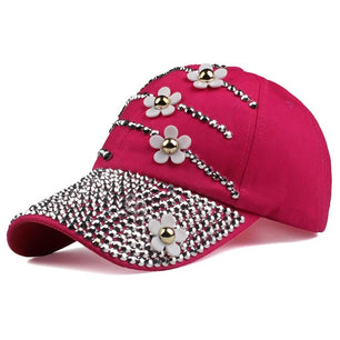 Women's Cotton Adjustable Strap Sun Protection Floral Baseball Cap