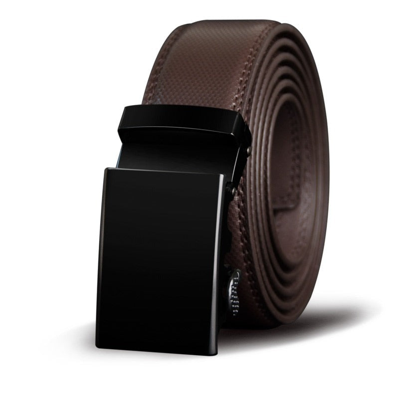 Men's Cowskin Genuine Leather Automatic Buckle Closure Belts