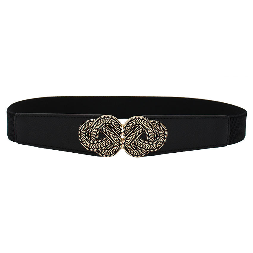 Women's PU Leather Buckle Closure Stretch Waistband Party Belts