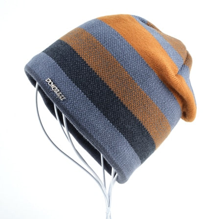 Men's Acrylic Skullies Beanie Hip Hop Striped Pattern Knitted Cap