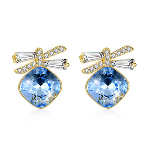 Women's 100% 925 Sterling Silver Crystal Trendy Stud Earrings