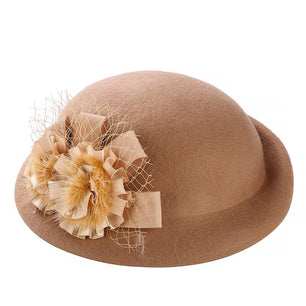 Women's 100% Wool Floral Pattern Elegant Winter Casual Wear Hat