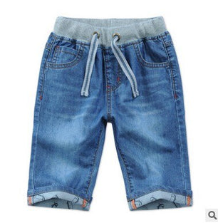 Kid's Boy Cotton Mid Elastic Waist Closure Denim Casual Shorts