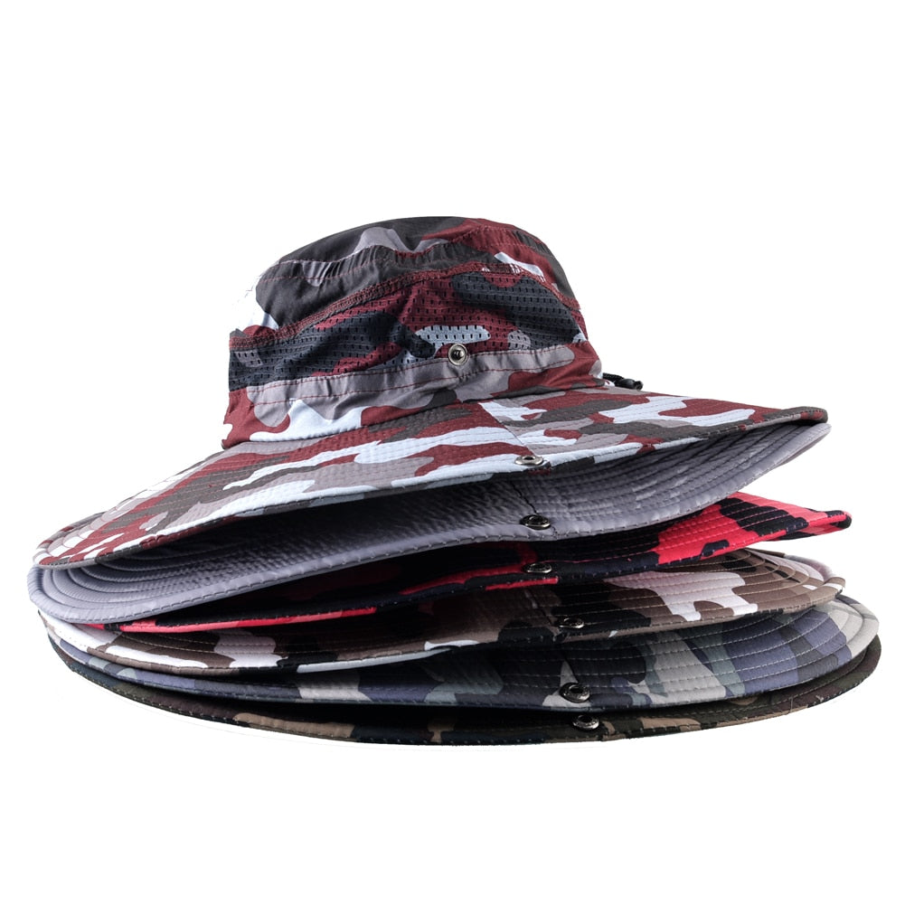 Women's Polyester Sun Protection Camouflage Anti-UV Bucket Hats