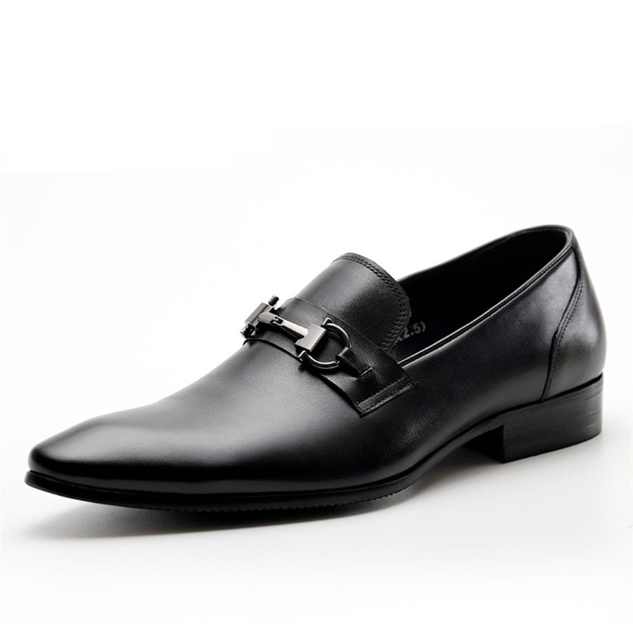 Men's Genuine Leather Pointed Toe Slip-On Closure Formal Shoes