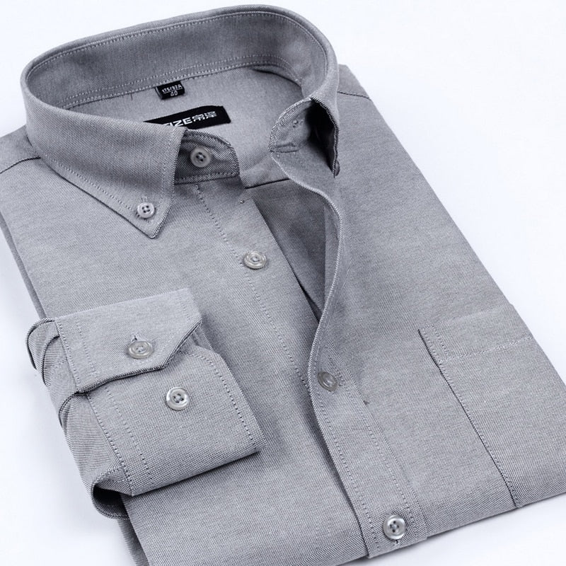 Men's Cotton Full Sleeve Turn Down Collar Plain Pattern Shirt