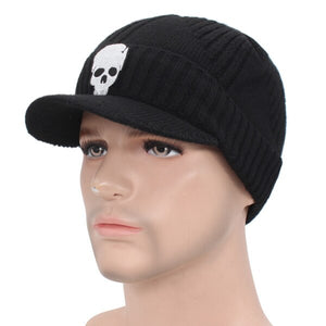 Men's Faux Fur & Acrylic Winter Wear Beanies Knitted Neck Hats