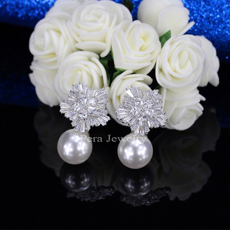 Women's Copper Cubic Zirconia Bridal Wedding Trendy Drop Earrings