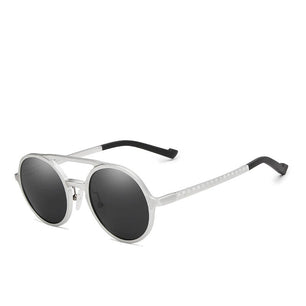 Men's Aluminum Polarized Round Pattern Steampunk Sunglasses