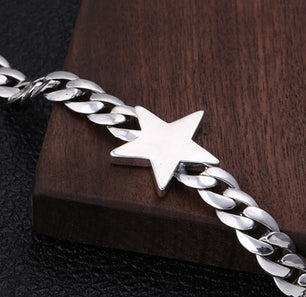 Men's 100% 925 Sterling Silver Link Chain Geometric Bracelet