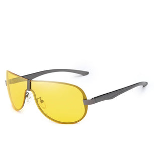 Men's Alloy Frame Polarized Rimless Pattern Driving Sunglasses