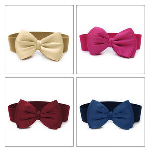 Women's Fabric Elastic Bowknot Pattern Wedding Elegant Belts