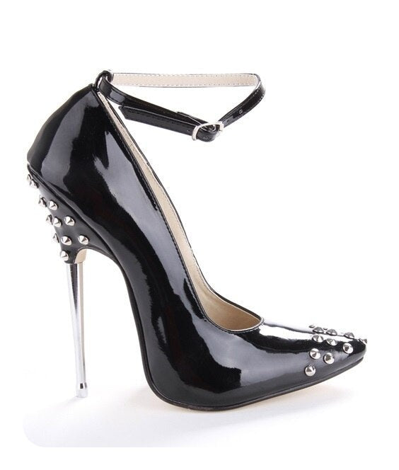 Women's Pointed Toe PU Buckle Strap Closure Thin Heels Shoes