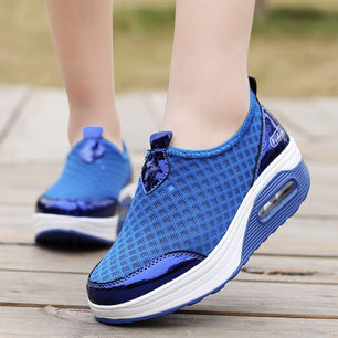 Women's PU Breathable Slip-On Mesh Outdoor Running Sports Shoes