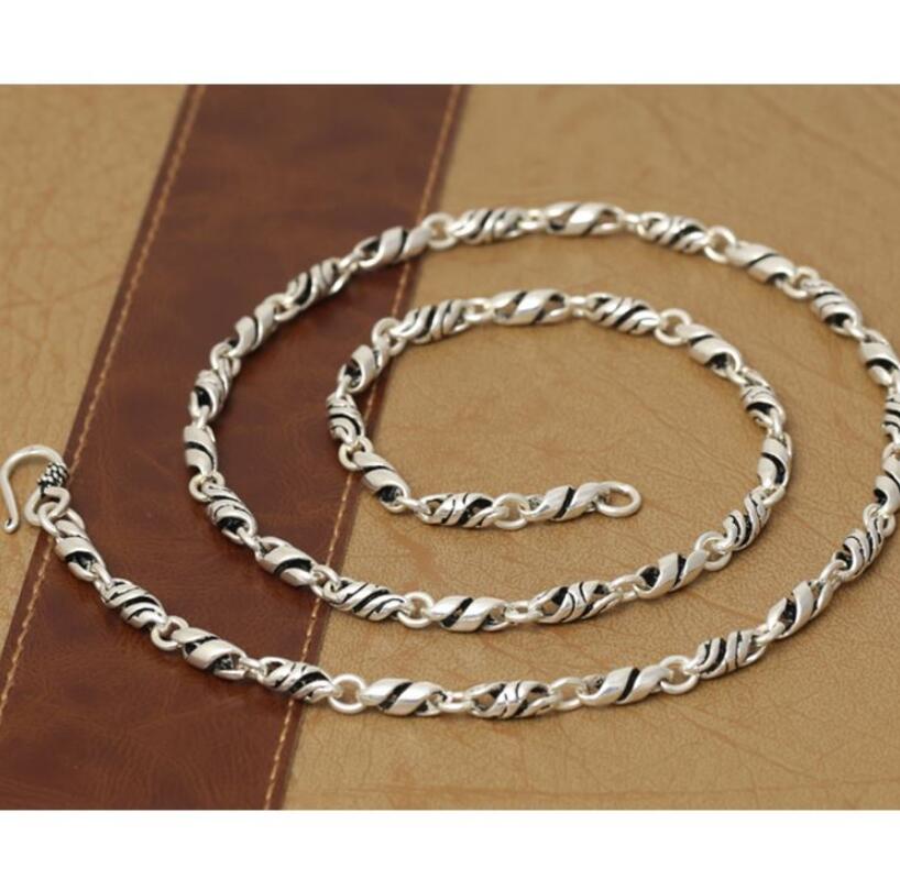 Men's 100% 925 Sterling Silver Link Chain Geometric Necklace