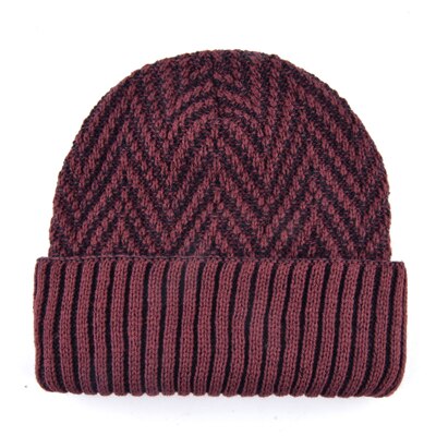 Men's Polyester Knitted Pattern Skullies Beanies Ski Warm Caps