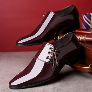 Men's PU Leather Pointed Toe Slip-On Closure Elegant Formal Shoes