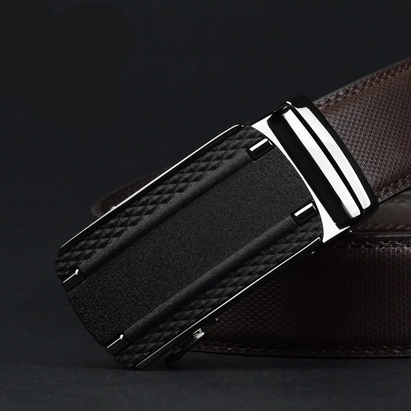 Men's Cowskin Automatic Metal Buckle Trendy Solid Straps Belt