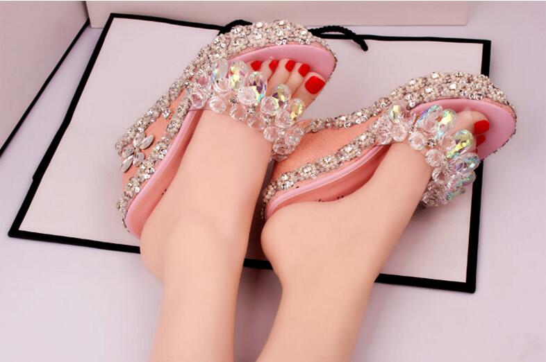 Women's PU Slip-On Closure Rhinestone Flowers Wedding Sandals