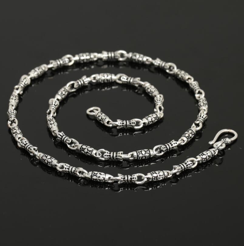 Men's 100% 925 Sterling Silver Link Chain Geometric Necklace