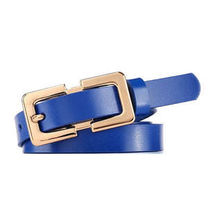 Women's Cowskin Metal Pin Buckle Closure Solid Pattern Belt